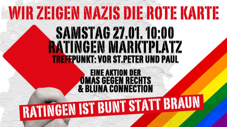 „Wir zeigen Nazis die rote Karte“ – Aktion der Omas gegen Rechts und BLUNA Connection