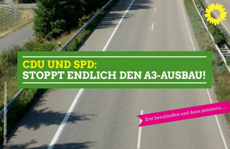 GRÜNE fordern Ratinger CDU und SPD zum Stop des A3-Ausbau auf