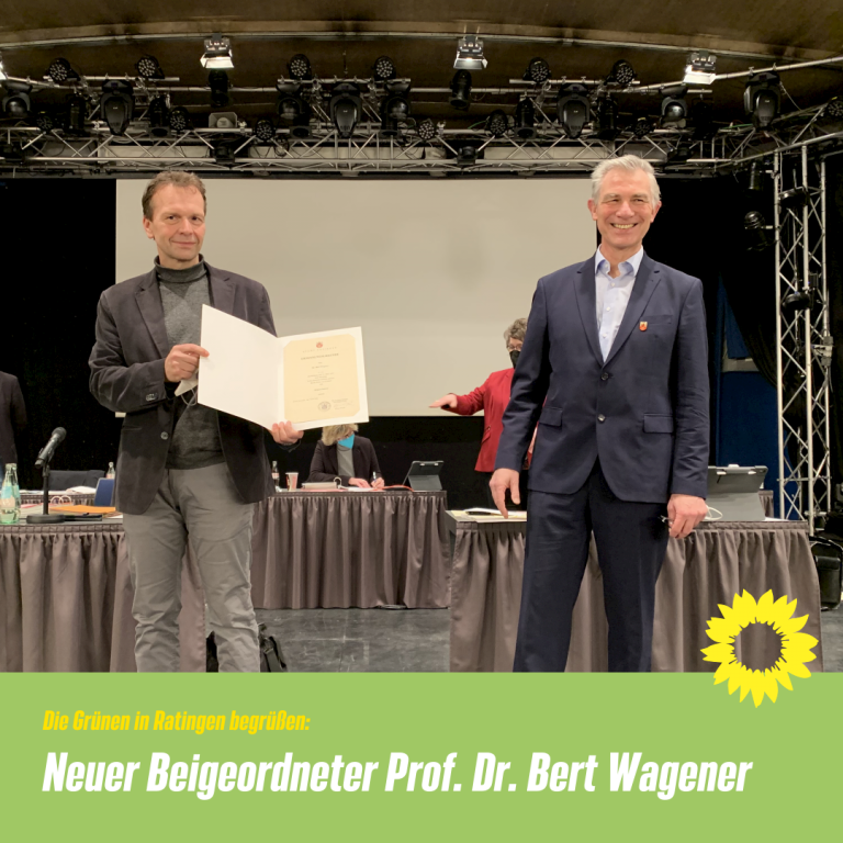 Die Grünen in Ratingen begrüßen Prof. Dr. Bert             Wagener als neuen Beigeordneten der Stadt 